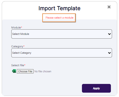 Tooltip prompted when Module is not selected