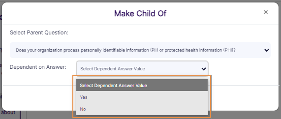Dependant on Answer dropdown options