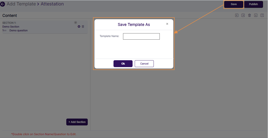 Save Template As modal window