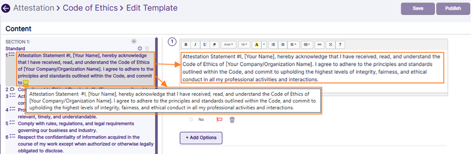 Tooltip visible on hover and full question on right side main editor panel