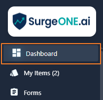 Dashboard menu option on left panel bar