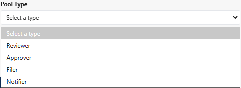 Setting the option of the Pool Type dropdown field