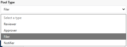 Setting the option of the Pool Type dropdown field