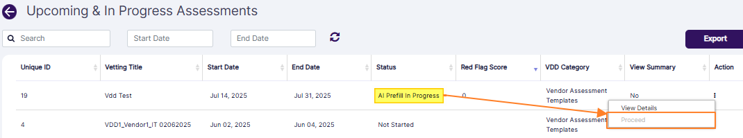 Proceed option not active