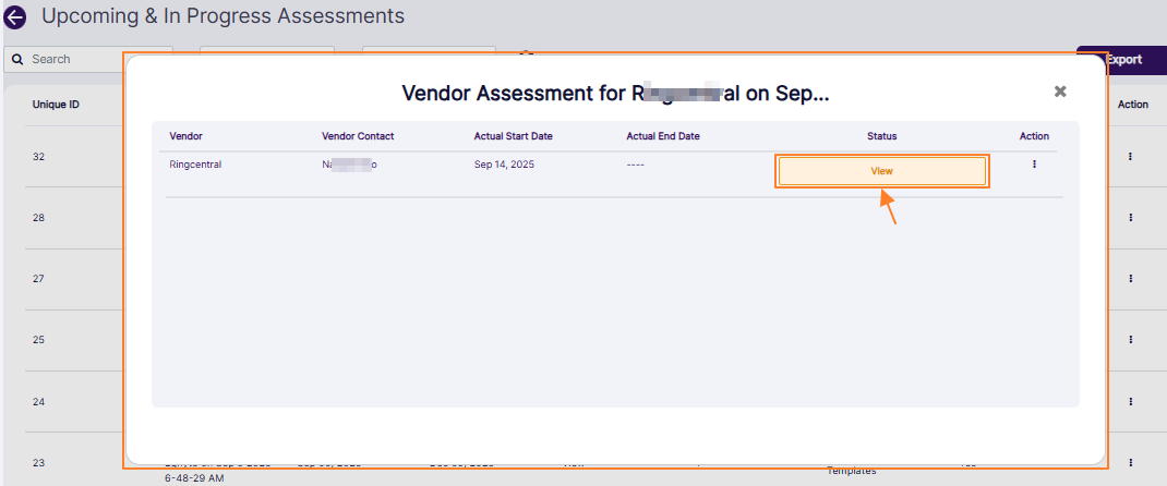 View option under the Status column