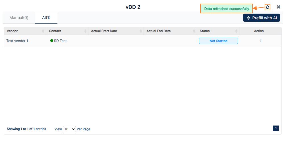 Refreshing the data of the modal window when the AI prefill is going on
