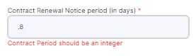 Days integer validation when fraction is entered