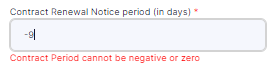 Days negative or zero validation