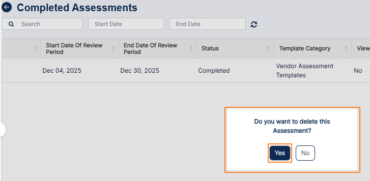 Assessment delete confirmation modal