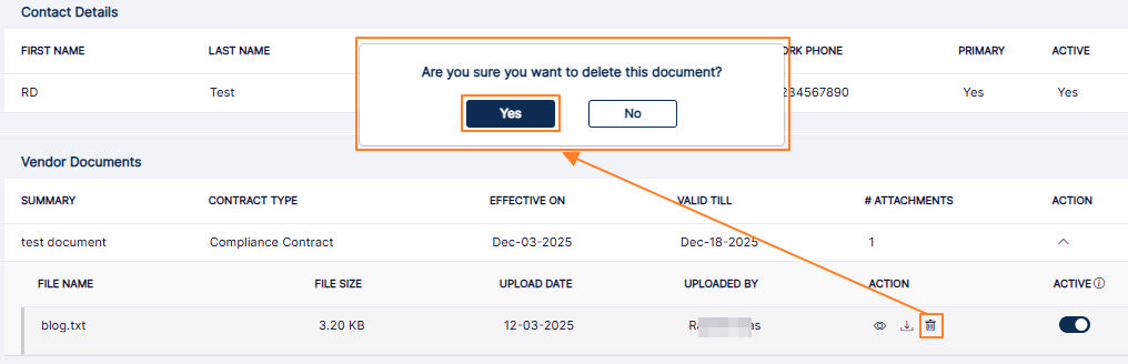 Document deletion confirmation