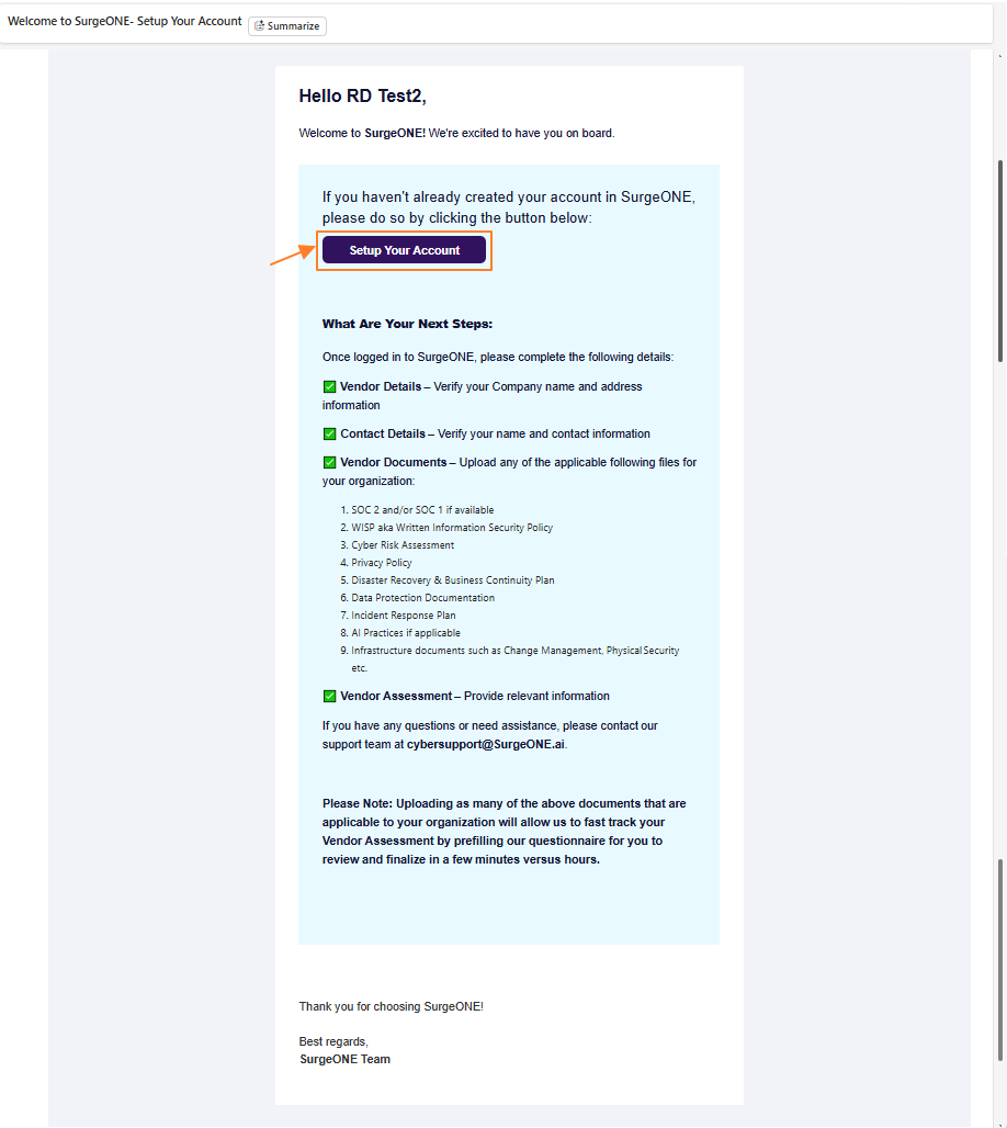 Triggered email view