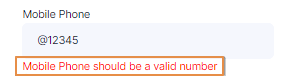 Mobile Phone required to be valid tooltip