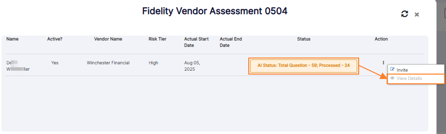 Disabled View Details menu option due to ongoing AI processing