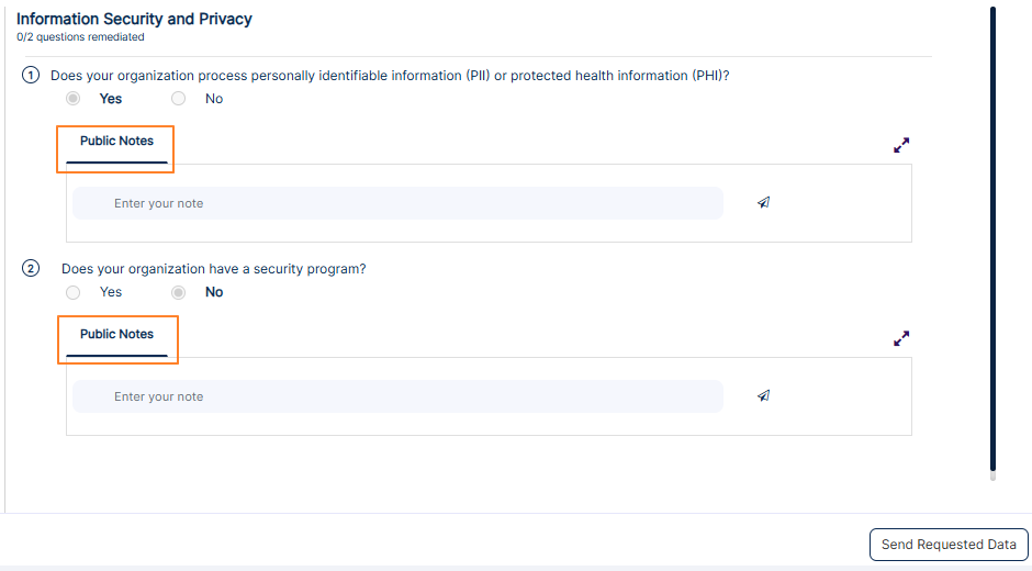 Adding notes as Vendor