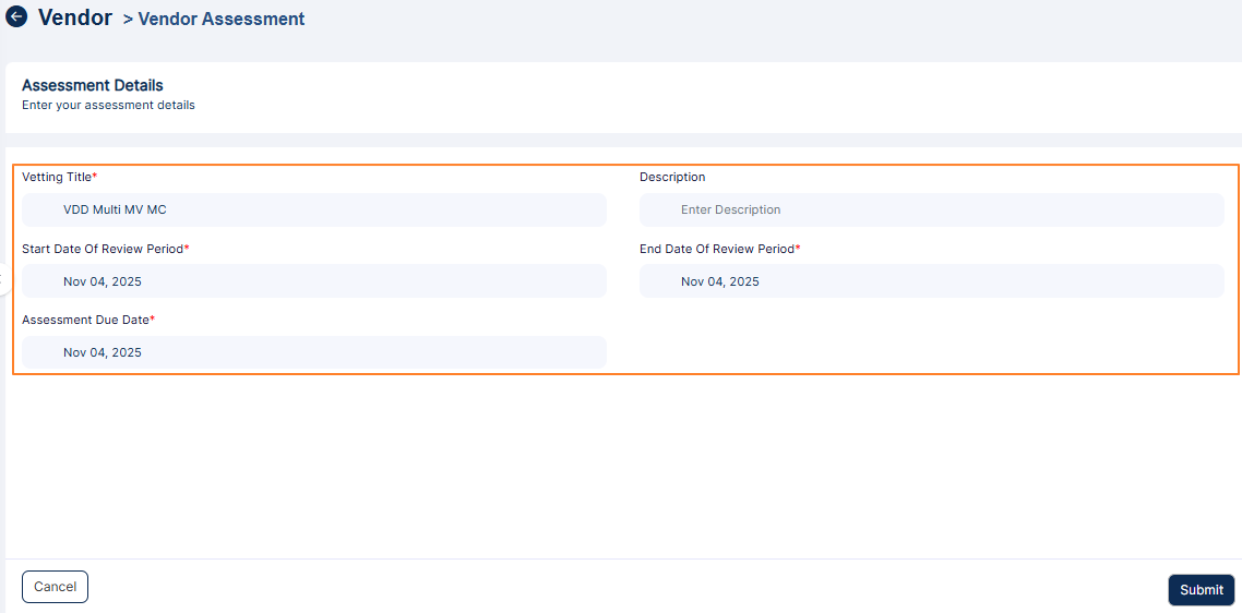 Vetting Details view editable fields