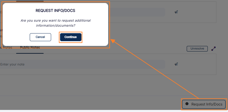Request/Info Docs modal window