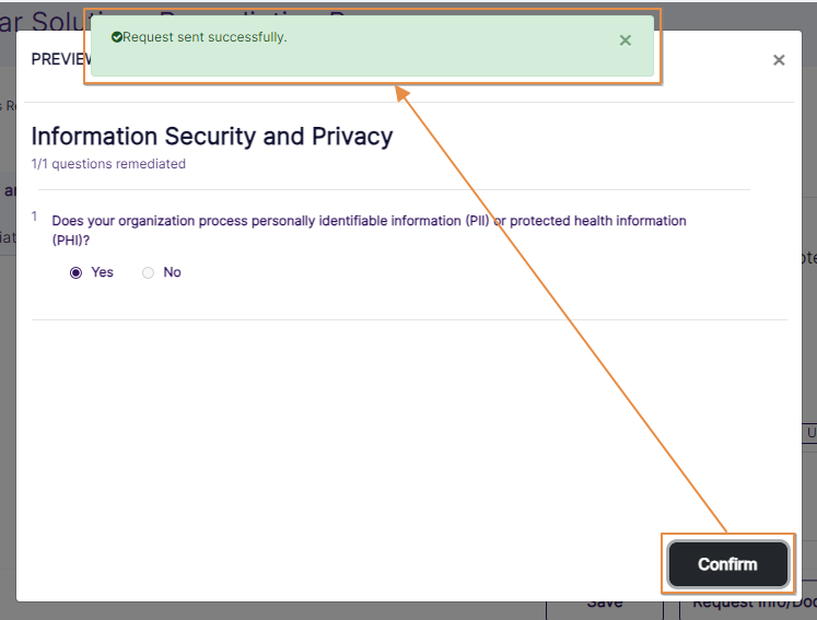 Success notification