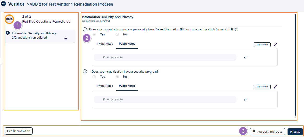 Elements of the remediation view