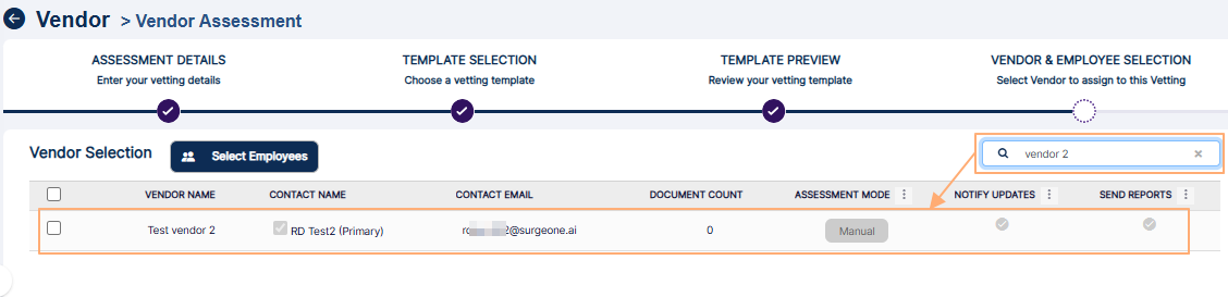 Searching for a listed vendor