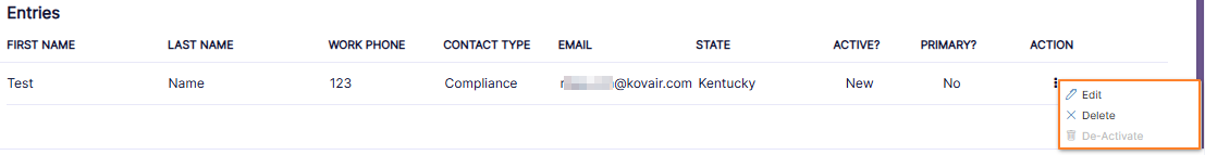 Context menu options