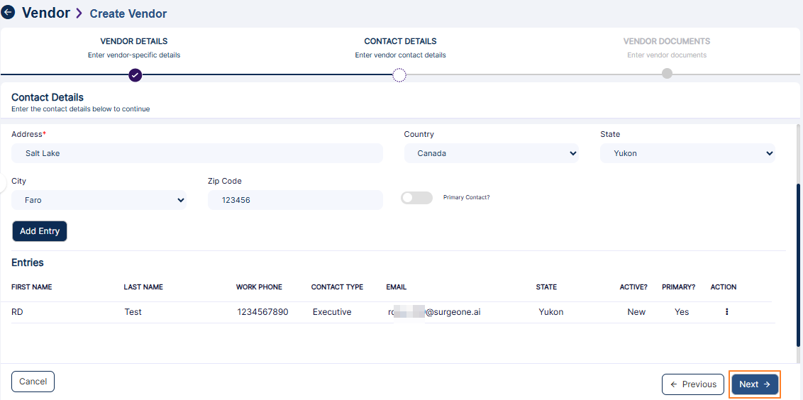 Next button to proceed