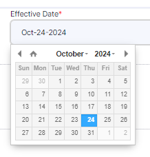 Effective Date field calendar view