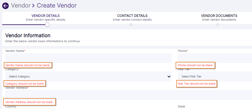 Mandatory Field validations