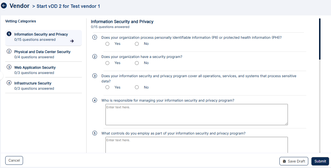 Assessment response page
