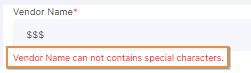 Vendor name contains special characters tooltip