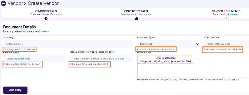 Field validations employed