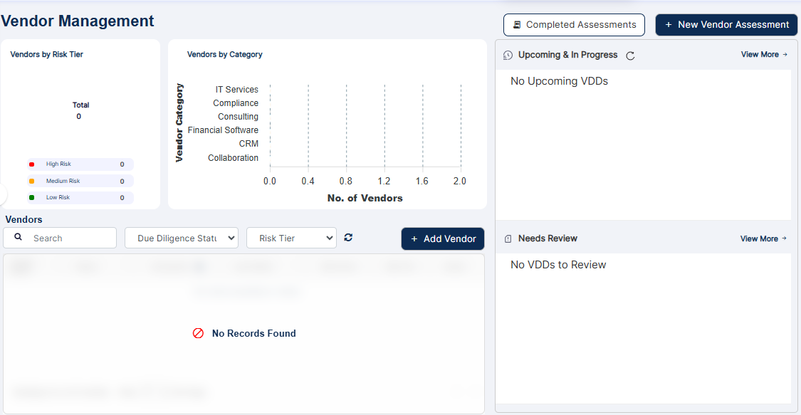 Vendor Management page