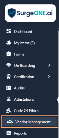 Vendor Management menu