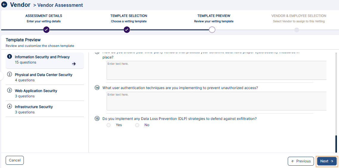 Next button to proceed