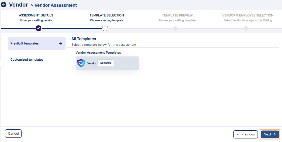 Next button to proceed